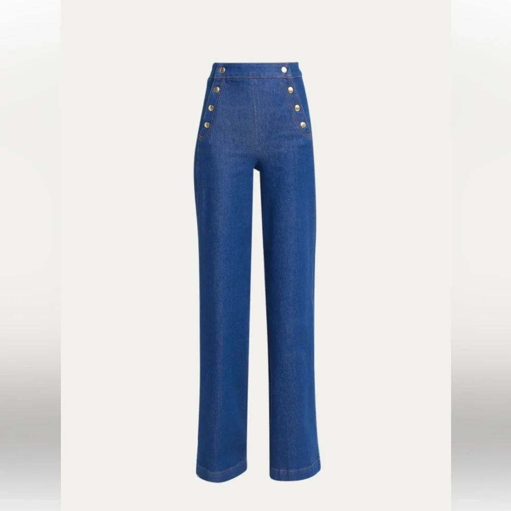 Frame Sailor Snap High Rise Wide Leg Jeans in Adele - Picture 14 of 16